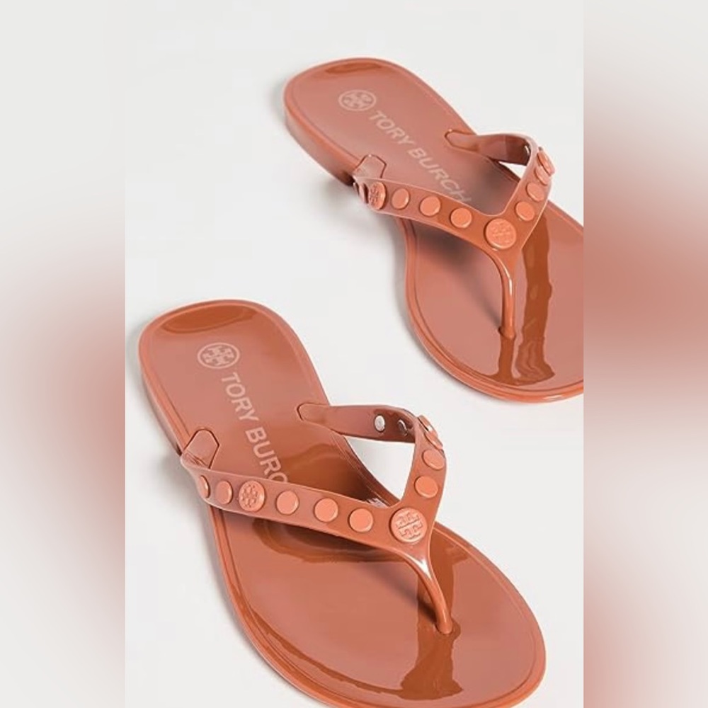 Tory Burch Canela orange studded jelly, size 7